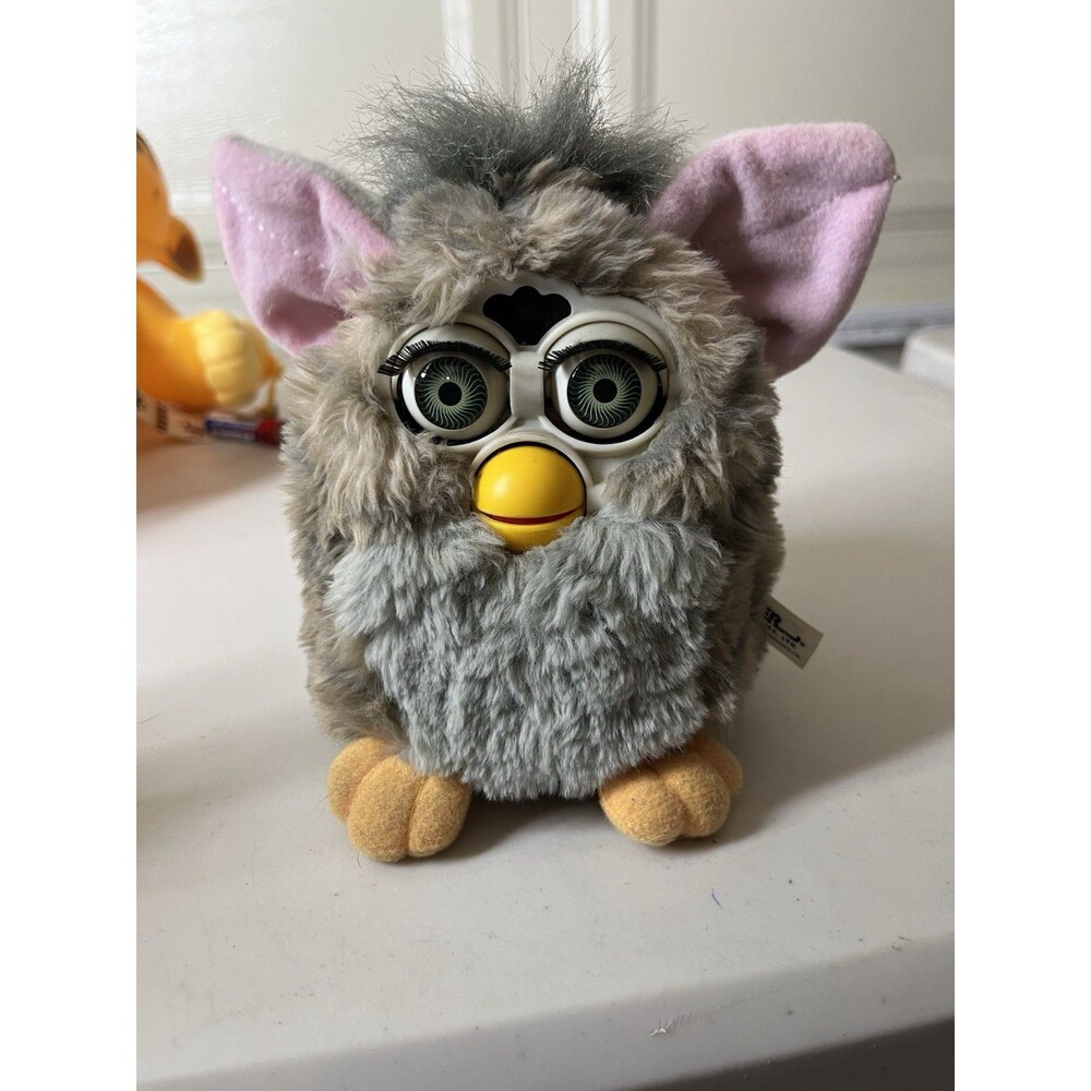 Vintage Furby 1998 Gray And Pink. Tiger Electronics Green Eyes Working